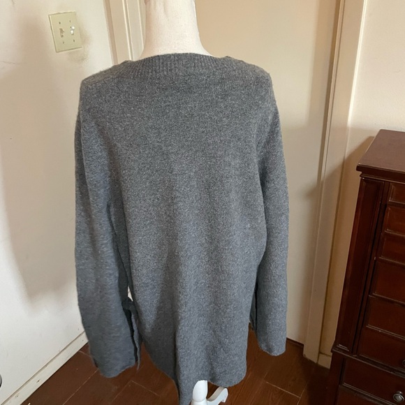 Antonio Melani Sweater Gray LARGE Wool Alpaca spandex long split bell tie sleeve - Picture 7 of 14